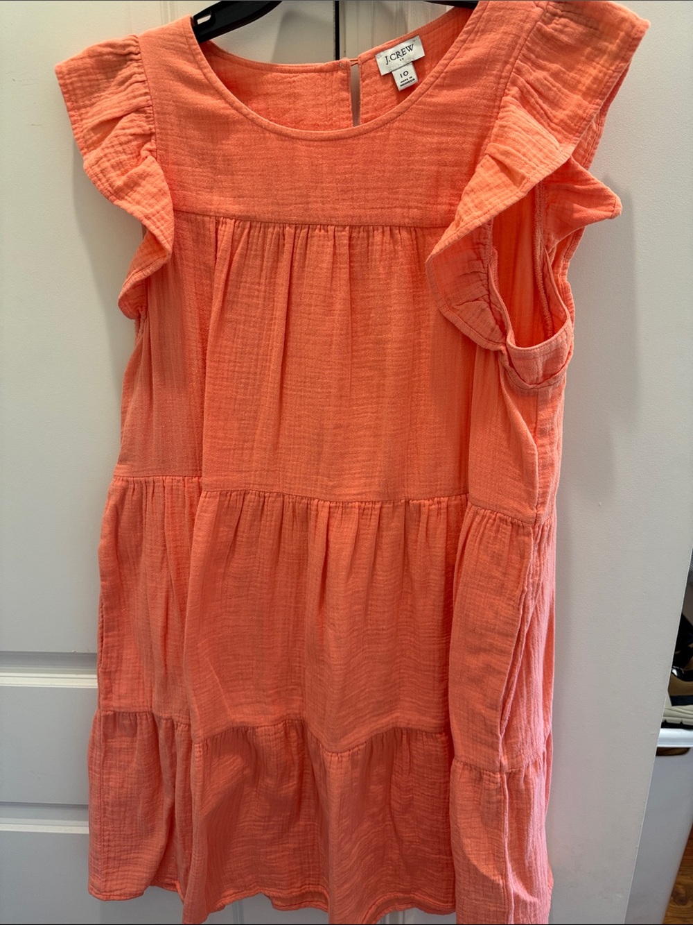 J. Crew Coral Tiered Ruffle Dress